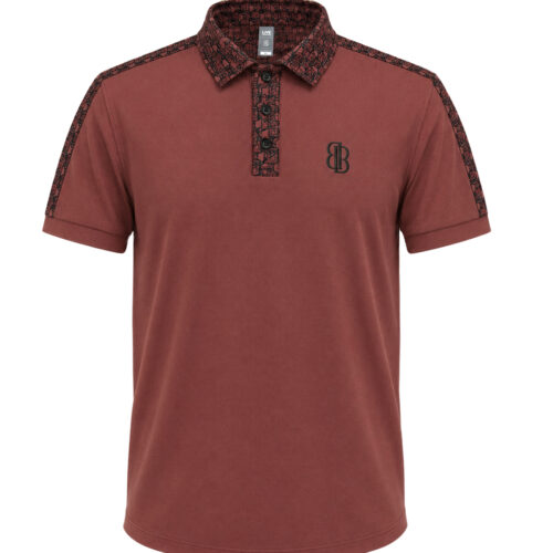 1788071607_3874 Men’s Designer-Style Polo Shirt with Printed Collar and Shoulder Accents, Regular Fit Casual Top