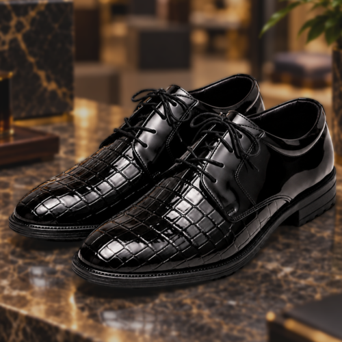 1789999105_rtghjhgfd Men’s Classic Crocodile-Texture Oxford Formal Shoes, Stylish Lace-Up Footwear for Office & Special Events